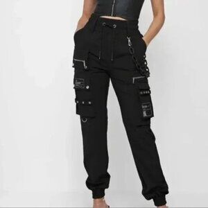 Maniere De Voir Women's Black Air Cargo Jogger Pants Size 8